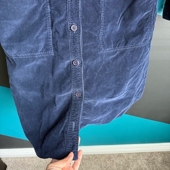 Blue Buttoned Tie Front Long Sleeve Dress - Picture 4 of 11